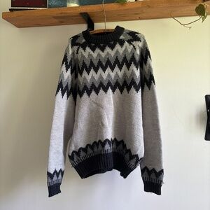KNIT Sweater warm grey pattern size Large BARRAGE western